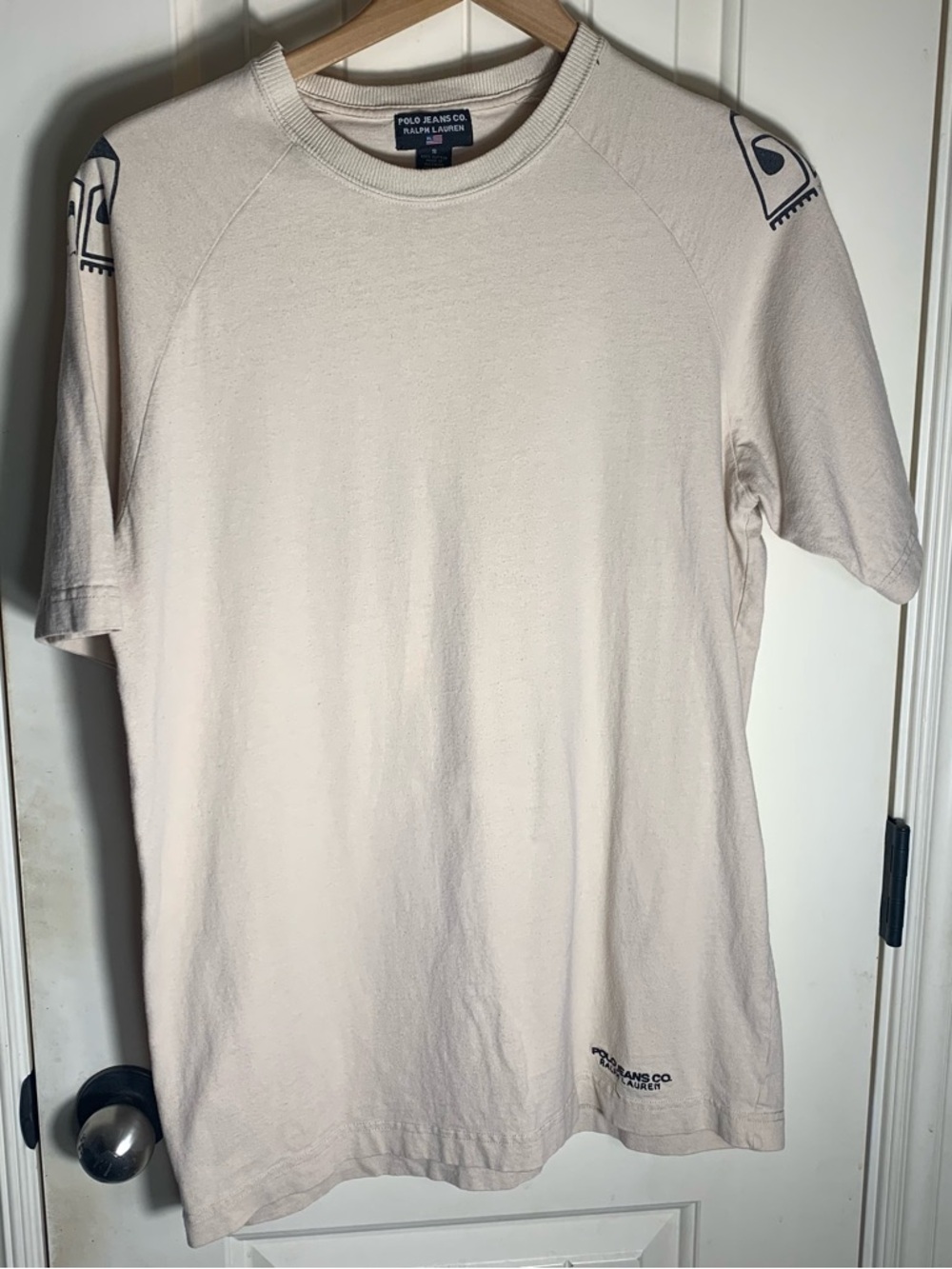 Polo by Ralph Lauren Cream Doo Jeans Collab Short-Sleeve Crew Tee Size Small